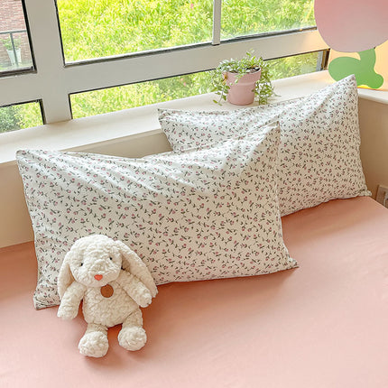 Cotton Pillowcase Cotton Pillowcase 2 Pieces Pillowcase Thickened Pillow Leather Pillow Queen Size Home Small Fresh Floral Style Pillowcase