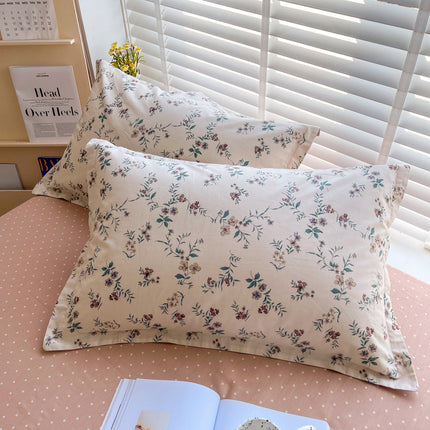 Cotton Pillowcase Cotton Pillowcase 2 Pieces Pillowcase Thickened Pillow Leather Pillow Queen Size Home Small Fresh Floral Style Pillowcase