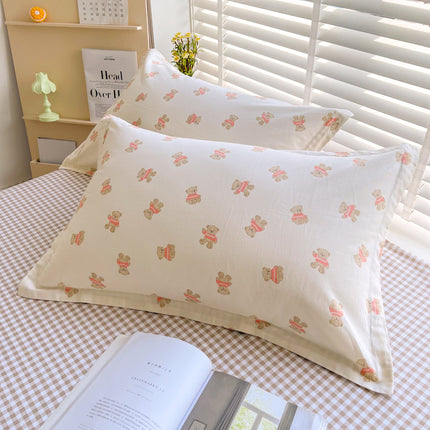 Cotton Pillowcase Cotton Pillowcase 2 Pieces Pillowcase Thickened Pillow Leather Pillow Queen Size Home Small Fresh Floral Style Pillowcase