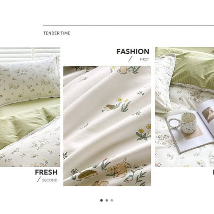 Cotton Pillowcase Cotton Pillowcase 2 Pieces Pillowcase Thickened Pillow Leather Pillow Queen Size Home Small Fresh Floral Style Pillowcase