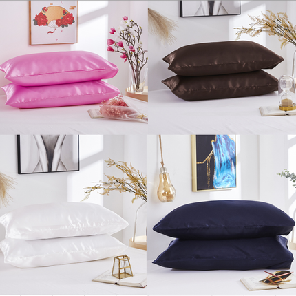 2PACK silk pillow cases simple pillowcase solid color Silk Satin pillowcase for hair and skin silk pillowcase queen size silk pillowcase