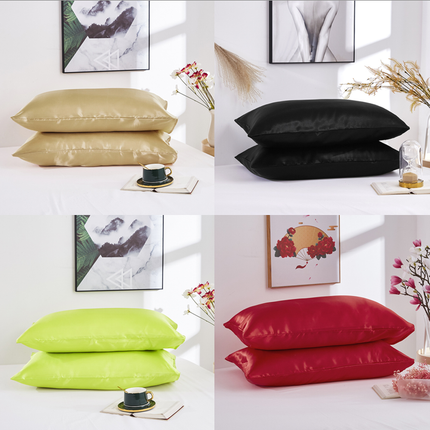 2PACK silk pillow cases simple pillowcase solid color Silk Satin pillowcase for hair and skin silk pillowcase queen size silk pillowcase