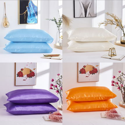 2PACK silk pillow cases simple pillowcase solid color Silk Satin pillowcase for hair and skin silk pillowcase queen size silk pillowcase