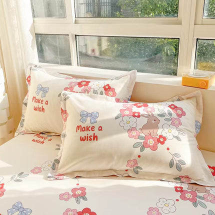 100% Cotton Floral Printed Pillowcase Set (2 Pcs) Cotton Pillowcase Student Pillow Protectors for Bedroom