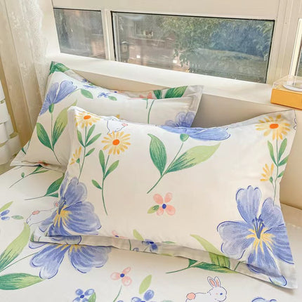 100% Cotton Floral Printed Pillowcase Set (2 Pcs) Cotton Pillowcase Student Pillow Protectors for Bedroom