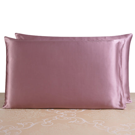 Solid color 1Piece Pillow protectors Silk Satin pillowcase reversible 100% mulberry silk pillowcase zipper model