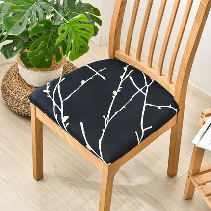 1 Piece Stretch Printed Washable Chair Seat Cover , Removable Upholstered Chair Seat Protector, Kitchen Office Use-B