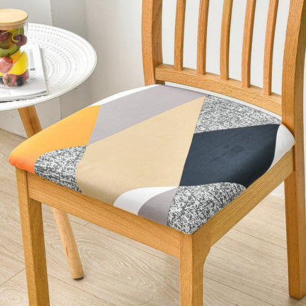 1 Piece Stretch Printed Washable Chair Seat Cover , Removable Upholstered Chair Seat Protector, Kitchen Office Use-B