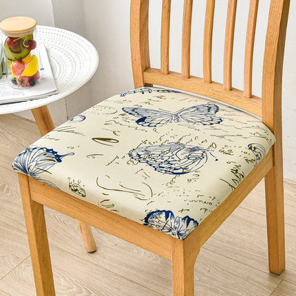 1 Piece Stretch Printed Washable Chair Seat Cover , Removable Upholstered Chair Seat Protector, Kitchen Office Use-B