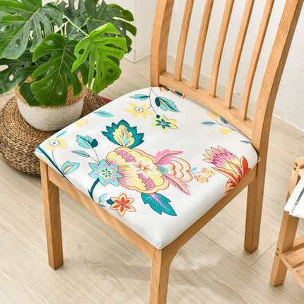 1 Piece Stretch Printed Washable Chair Seat Cover , Removable Upholstered Chair Seat Protector, Kitchen Office Use-B