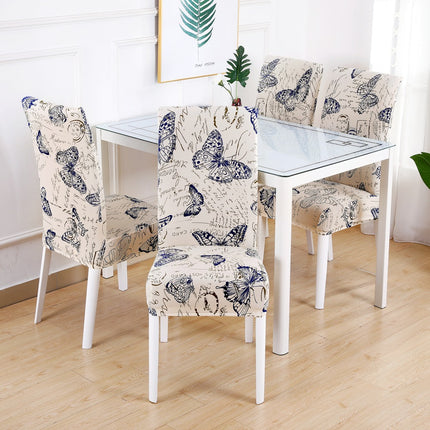 1 Piece High Elastic Floral Chair Back Cover Home Hotel Restaurant Removable Washable Chair Back Cover-C