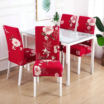 1 Piece High Elastic Floral Chair Back Cover Home Hotel Restaurant Removable Washable Chair Back Cover-C