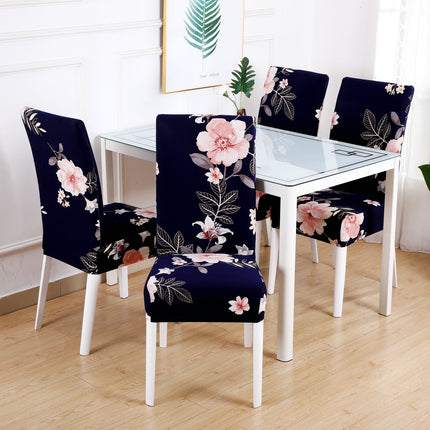 1 Piece High Elastic Floral Chair Back Cover Home Hotel Restaurant Removable Washable Chair Back Cover-C