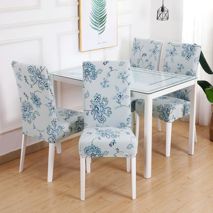 1 Piece High Elastic Floral Chair Back Cover Home Hotel Restaurant Removable Washable Chair Back Cover-C