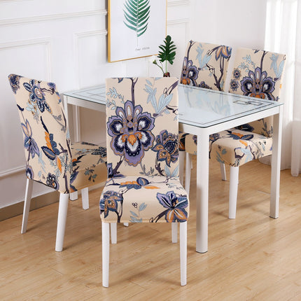 1 Piece High Elastic Floral Chair Back Cover Home Hotel Restaurant Removable Washable Chair Back Cover-C