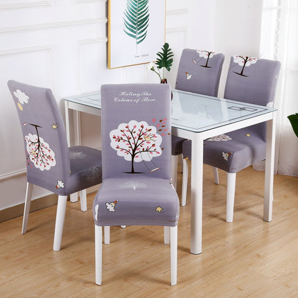 1 Piece High Elastic Floral Chair Back Cover Home Hotel Restaurant Removable Washable Chair Back Cover-C