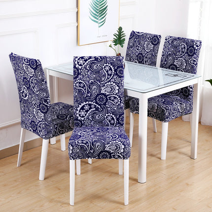 1 Piece High Elastic Floral Chair Back Cover Home Hotel Restaurant Removable Washable Chair Back Cover-C