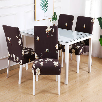 1 Piece High Elastic Floral Chair Back Cover Home Hotel Restaurant Removable Washable Chair Back Cover-C