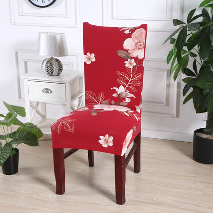 1 Piece High Elastic Floral Chair Back Cover Home Hotel Restaurant Removable Washable Chair Back Cover-D