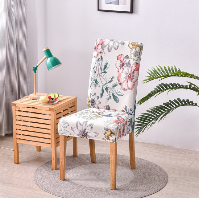 1 Piece High Stretch Floral Chair Back Cover Home Hotel Restaurant Removable Washable Chair Back Cover