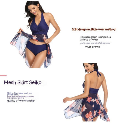 Women's Straps Swimdress Two Pieces Tankini Bikini Set Model A