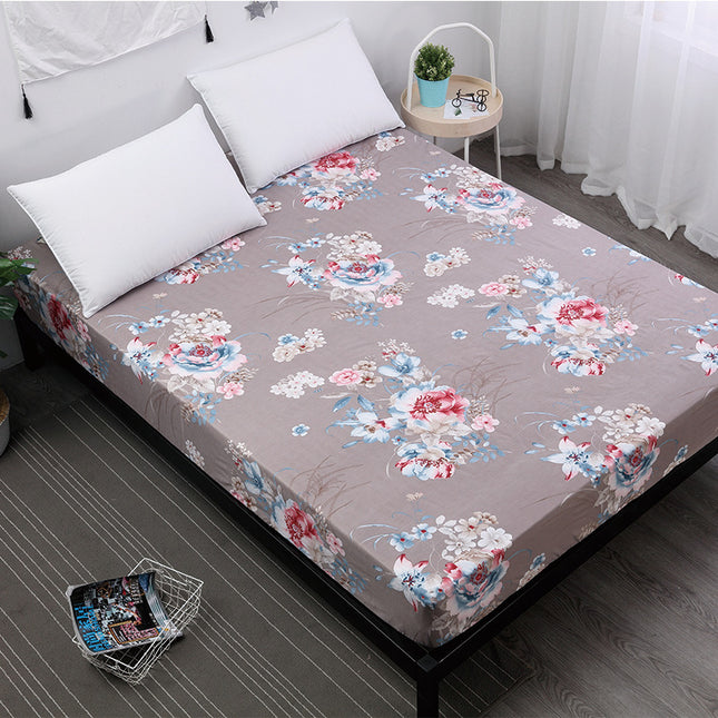 Queen Size Printed Deep Pocket Mattress Sheet Soft Comfortable Fitted Sheet Microfiber Waterproof Wrinkle Bed Sheet-B