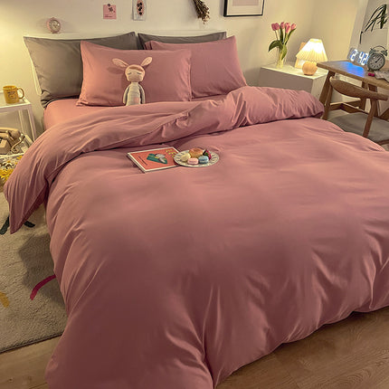 Washed Cotton Comforter Cover Bedding Set-Duvet Cover Bedding Set  1 Duvet Cover +1 Bed Sheet With 2 Pillowcases Bedding Set