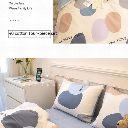 Cotton Reversible  Prints Bedding Duvet Comforter Cover Bedding Sets-1Duvet Cover+1 Fitted Sheet With 2 Pillowcase