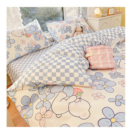 Cotton Floral Bedding Duvet Cover-Flower Comforter Cover Floral Bedding Sets-1Duvet Cover+1 Fitted Sheet With 2 Pillowcase