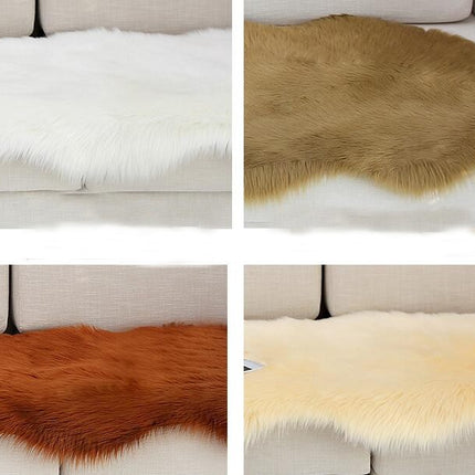 Irregular Faux Fur Rugs Super Soft Fluffy Faux Sheepskin Rugs Deerskin Pile Non-Slip Backing Shaggy Rug Pads