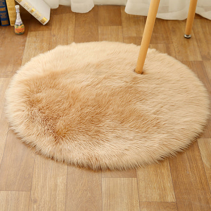 Ultra Soft Faux Wool Chair Rugs Non-Slip Fluffy Wool Area Rug for Bedroom Floor Decorations