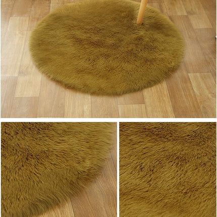 Ultra Soft Faux Wool Chair Rugs Non-Slip Fluffy Wool Area Rug for Bedroom Floor Decorations