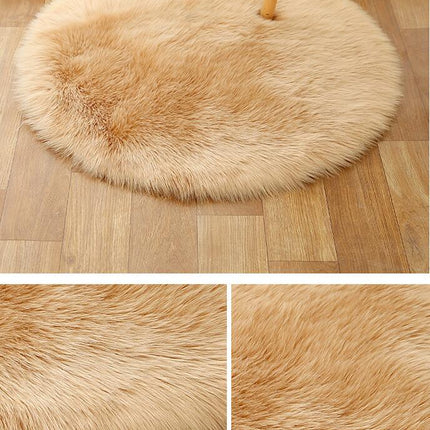 Ultra Soft Faux Wool Chair Rugs Non-Slip Fluffy Wool Area Rug for Bedroom Floor Decorations