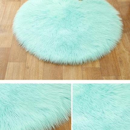 Ultra Soft Faux Wool Chair Rugs Non-Slip Fluffy Wool Area Rug for Bedroom Floor Decorations