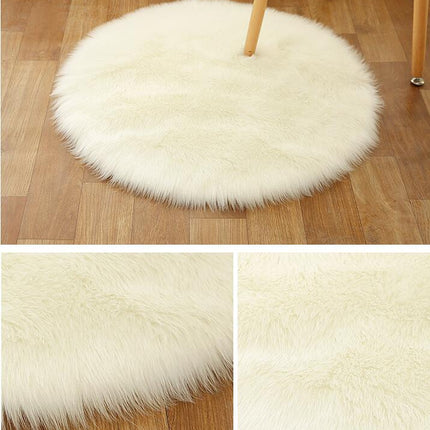 Ultra Soft Faux Wool Chair Rugs Non-Slip Fluffy Wool Area Rug for Bedroom Floor Decorations