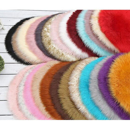 Ultra Soft Faux Wool Chair Rugs Non-Slip Fluffy Wool Area Rug for Bedroom Floor Decorations