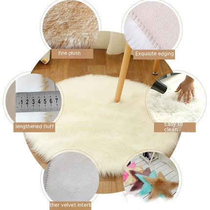 Ultra Soft Faux Wool Chair Rugs Non-Slip Fluffy Wool Area Rug for Bedroom Floor Decorations