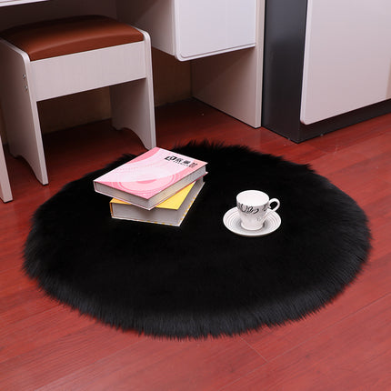 Soft Round Faux Sheepskin Hair Rugs Shaggy Fluffy Rugs Round Shaggy Carpet Kids Girls Room Princess Castle Christmas Playmat