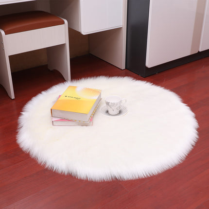 Soft Round Faux Sheepskin Hair Rugs Shaggy Fluffy Rugs Round Shaggy Carpet Kids Girls Room Princess Castle Christmas Playmat