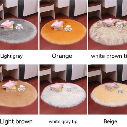 Soft Round Faux Sheepskin Hair Rugs Shaggy Fluffy Rugs Round Shaggy Carpet Kids Girls Room Princess Castle Christmas Playmat