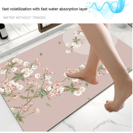 Diatomaceous earth bathroom rug bath mat plants and flowers bath mats super absorbent rubber bottom non-slip bath rugs