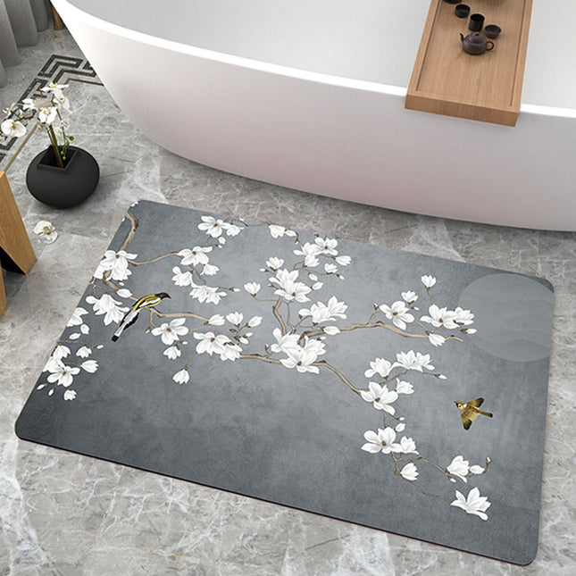 Diatomaceous earth bathroom rug bath mat plants and flowers bath mats super absorbent rubber bottom non-slip bath rugs