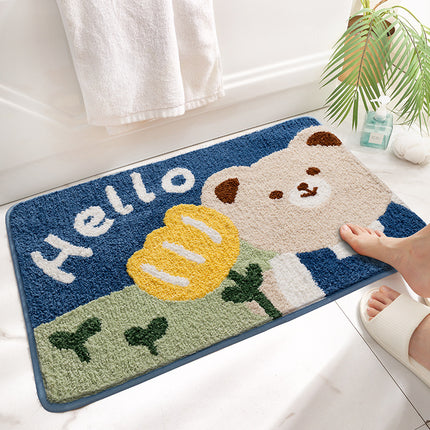 Cartoon Bath Mat Soft Microfiber Bathroom Mats, Non-Slip Durable Bath Rug Super Absorbent Bathmat, Machine Washable Doormat