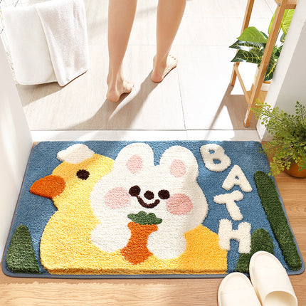 Cartoon Bath Mat Soft Microfiber Bathroom Mats, Non-Slip Durable Bath Rug Super Absorbent Bathmat, Machine Washable Doormat