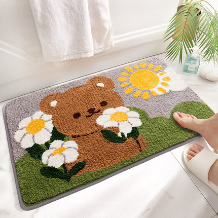 Cartoon Bath Mat Soft Microfiber Bathroom Mats, Non-Slip Durable Bath Rug Super Absorbent Bathmat, Machine Washable Doormat