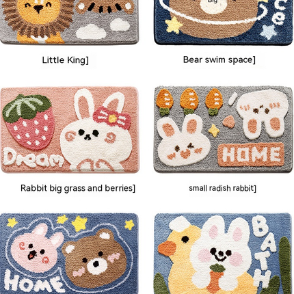 Cartoon Bath Mat Soft Microfiber Bathroom Mats, Non-Slip Durable Bath Rug Super Absorbent Bathmat, Machine Washable Doormat