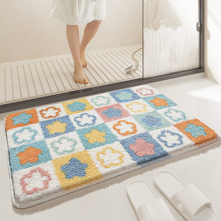 Bath mat, flower bath mat, ultrafine fiber fluffy soft bath mat, anti slip bath mat, machine washable long plush bath mat