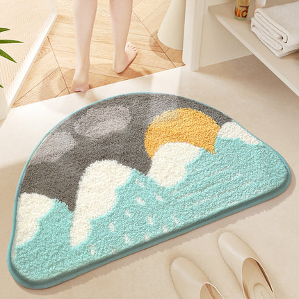 Half Round Bath Mats, Entrance Carpet Cartoon Doormat, Half Round Cute Entrance Welcome Mat, Half Round Non-Slip Rug