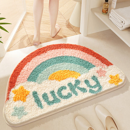 Half Round Bath Mats, Entrance Carpet Cartoon Doormat, Half Round Cute Entrance Welcome Mat, Half Round Non-Slip Rug