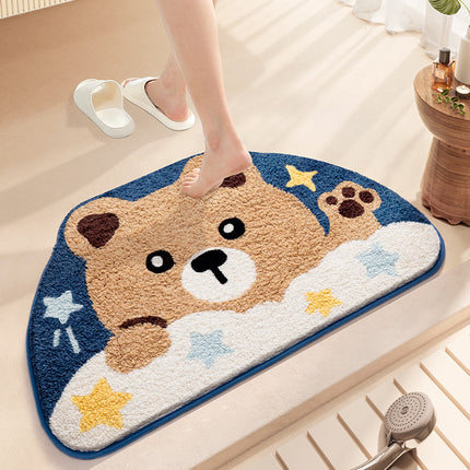 Half Round Bath Mats, Entrance Carpet Cartoon Doormat, Half Round Cute Entrance Welcome Mat, Half Round Non-Slip Rug